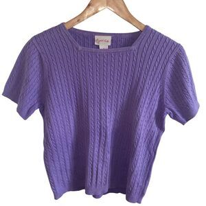 Vintage Crystal Kobe purple short sleeve top - square neckline